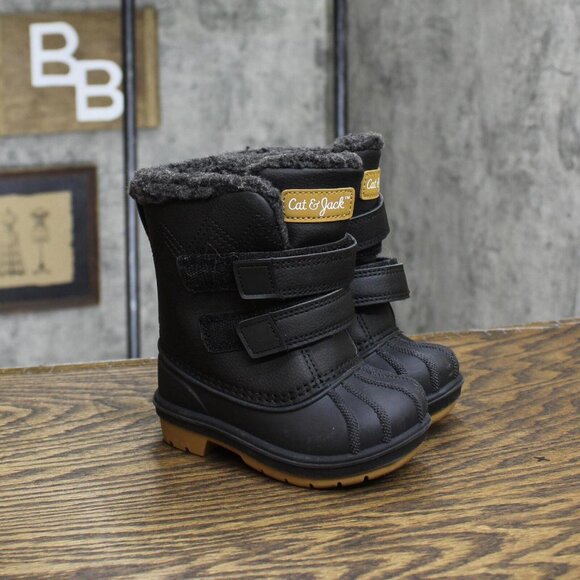 Cat & Jack Toddler Boys Denver Winter Boots 88236548 Black 5T - Picture 1 of 7